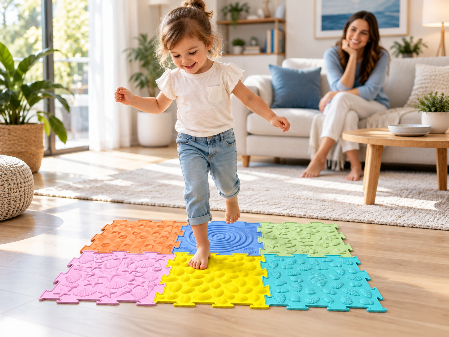 Sensy Kiddo Szenzoros Járópálya otthoni játék közben
