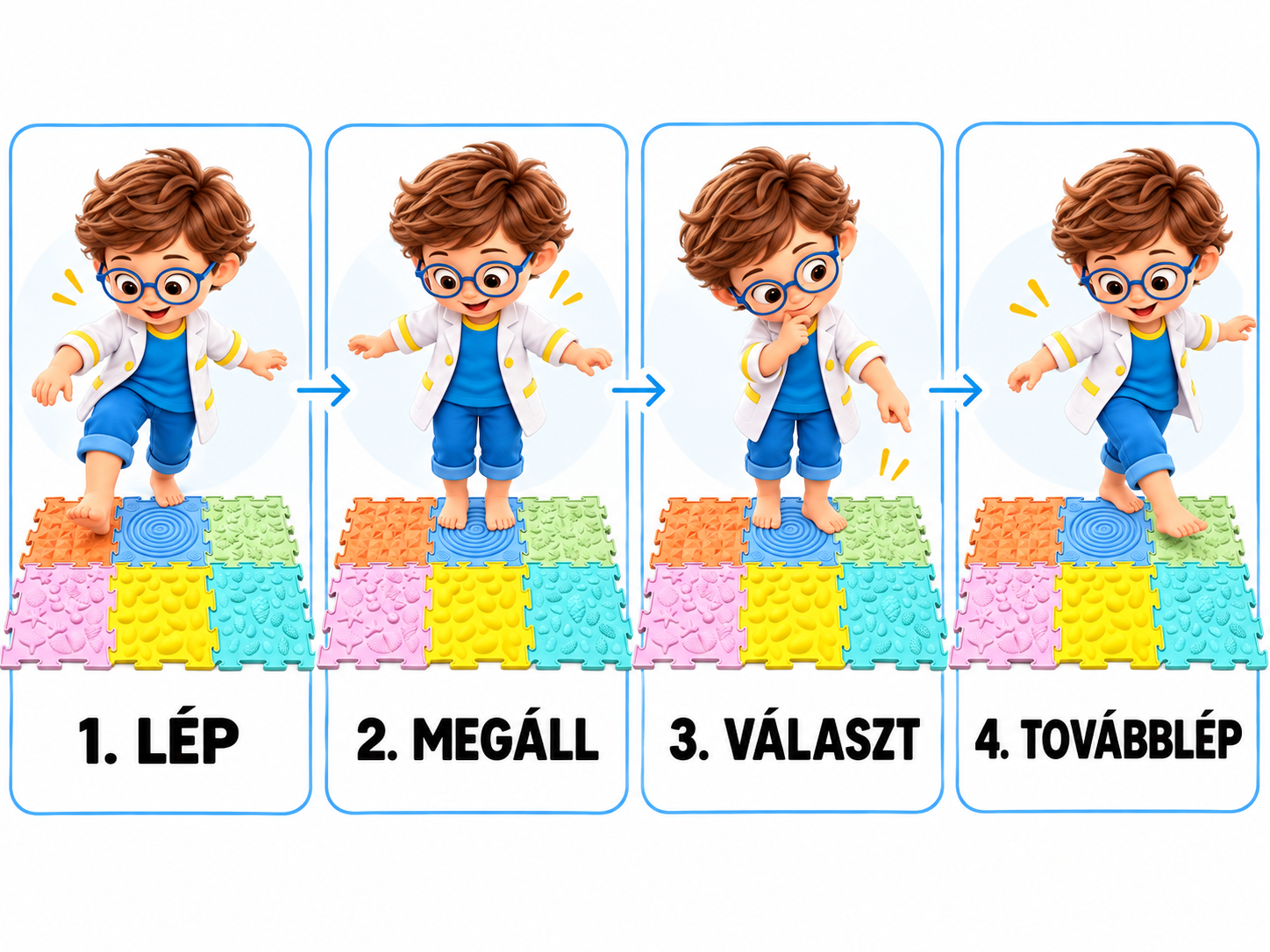 Lép, megáll, választ és továbblép a Sensy Kiddo járópályán