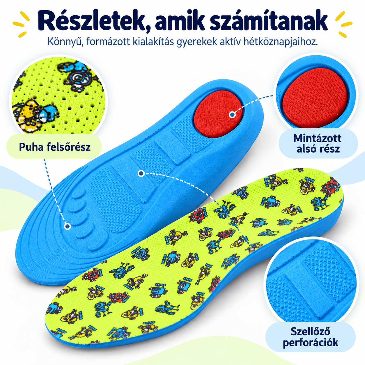 Orto Kiddo Active puha felsőrész, perforációk és mintázott alsó kialakítás