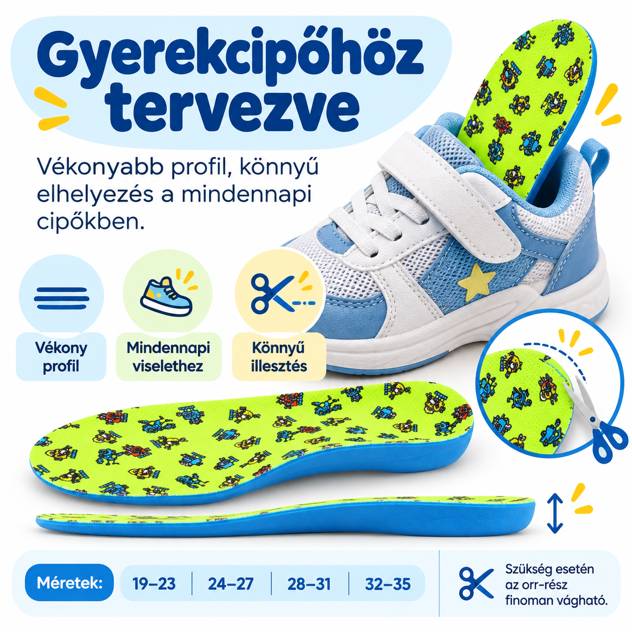 Orto Kiddo Active vékonyabb profil és méretre igazítható orr-rész gyerekcipőhöz