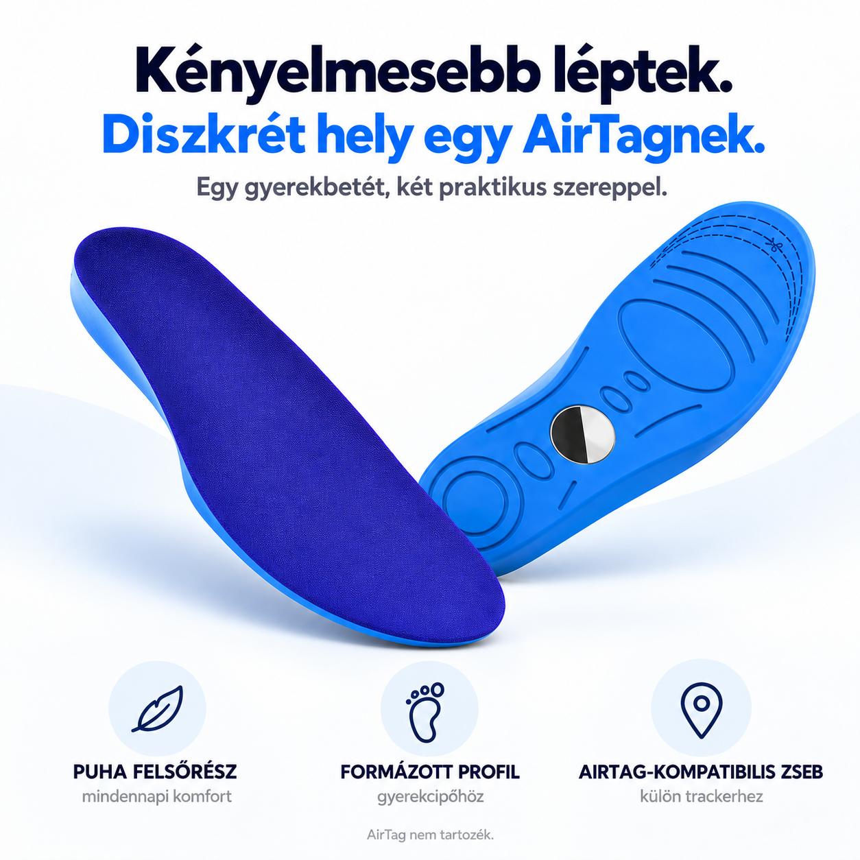 Orto Kiddo Safe puha felsőrész, formázott profil és AirTag-kompatibilis hely