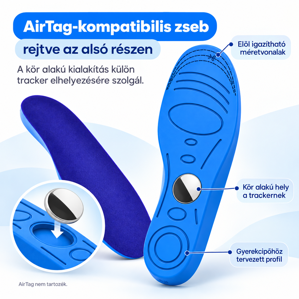 Orto Kiddo Safe AirTag-kompatibilis hely és méretre igazítható orr-rész